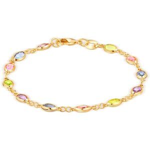 18K Gold Plated Multicolor Crystal Bracelet in 7.5 Inches - Made In Brazil